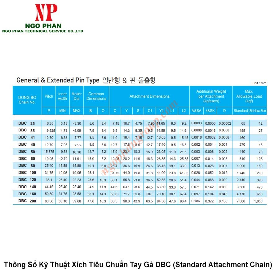 Xich Tieu Chuan Tay Ga DBC Standard Attachment Chain 2
